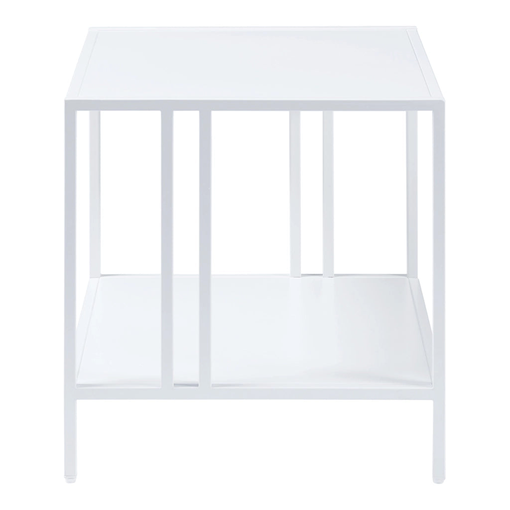 Tavolino Basso Kumlinge in Acciaio con Ripiani Quadrati 47 x 45 x 45 cm Bianco [en.casa]