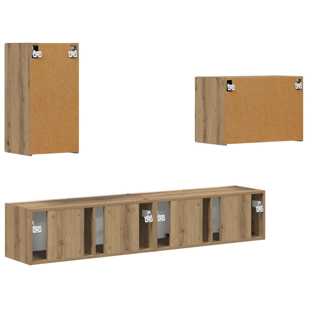 Set di Mobiletto da TV a Parete 4 pcs Rovere artigianale