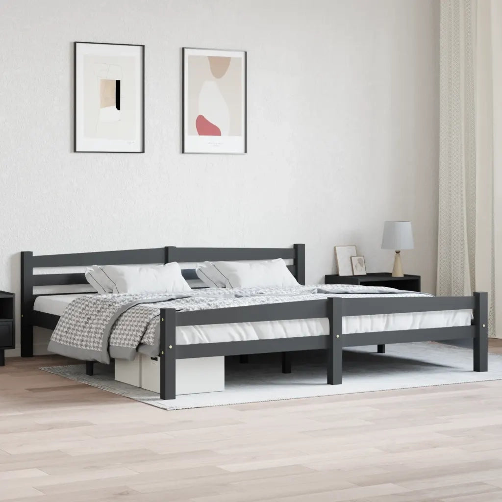 Giroletto senza Materasso-Struttura Letto Grigio Scuro 200x200 cm Legno Pino 314292