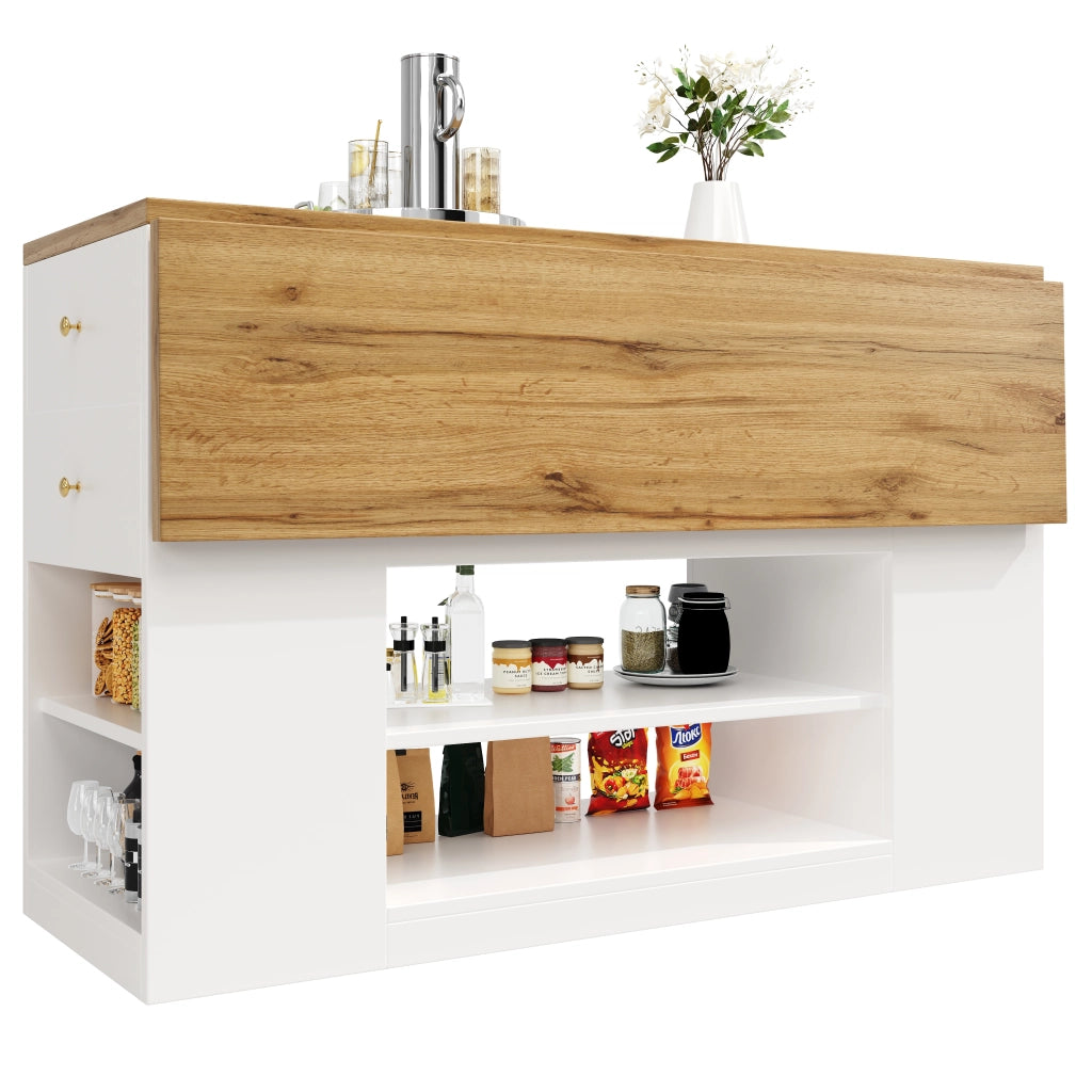 Isola cucina moderna - Zephmum- Bianco con cassetti e ripiani