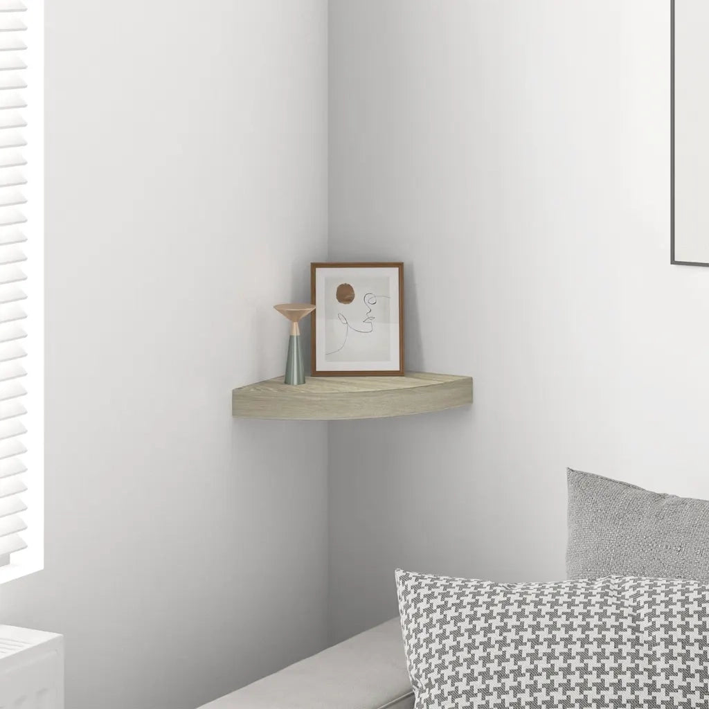 Scaffale Angolare a Parete | Mensola sospesa Rovere 25x25x3,8 cm in MDF
