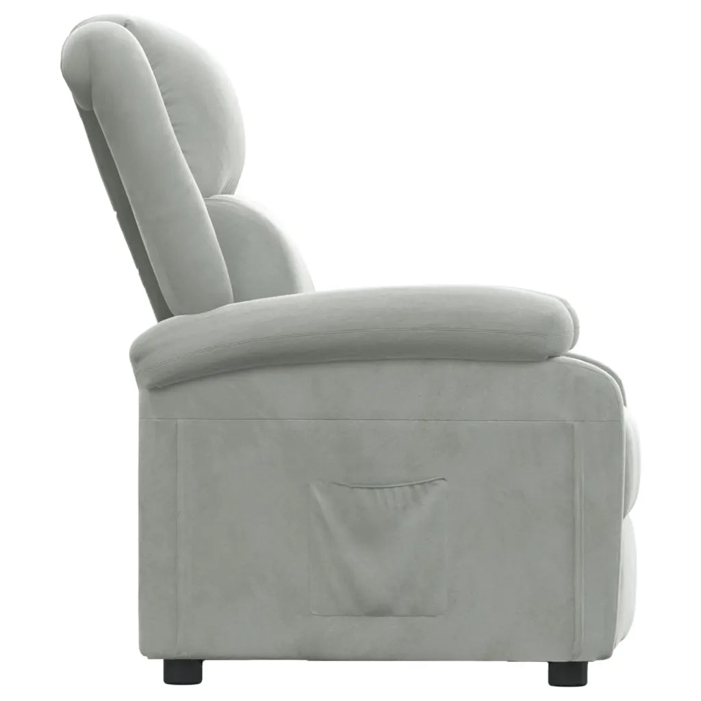 Poltrona Reclinabile Grigio Chiaro in Velluto