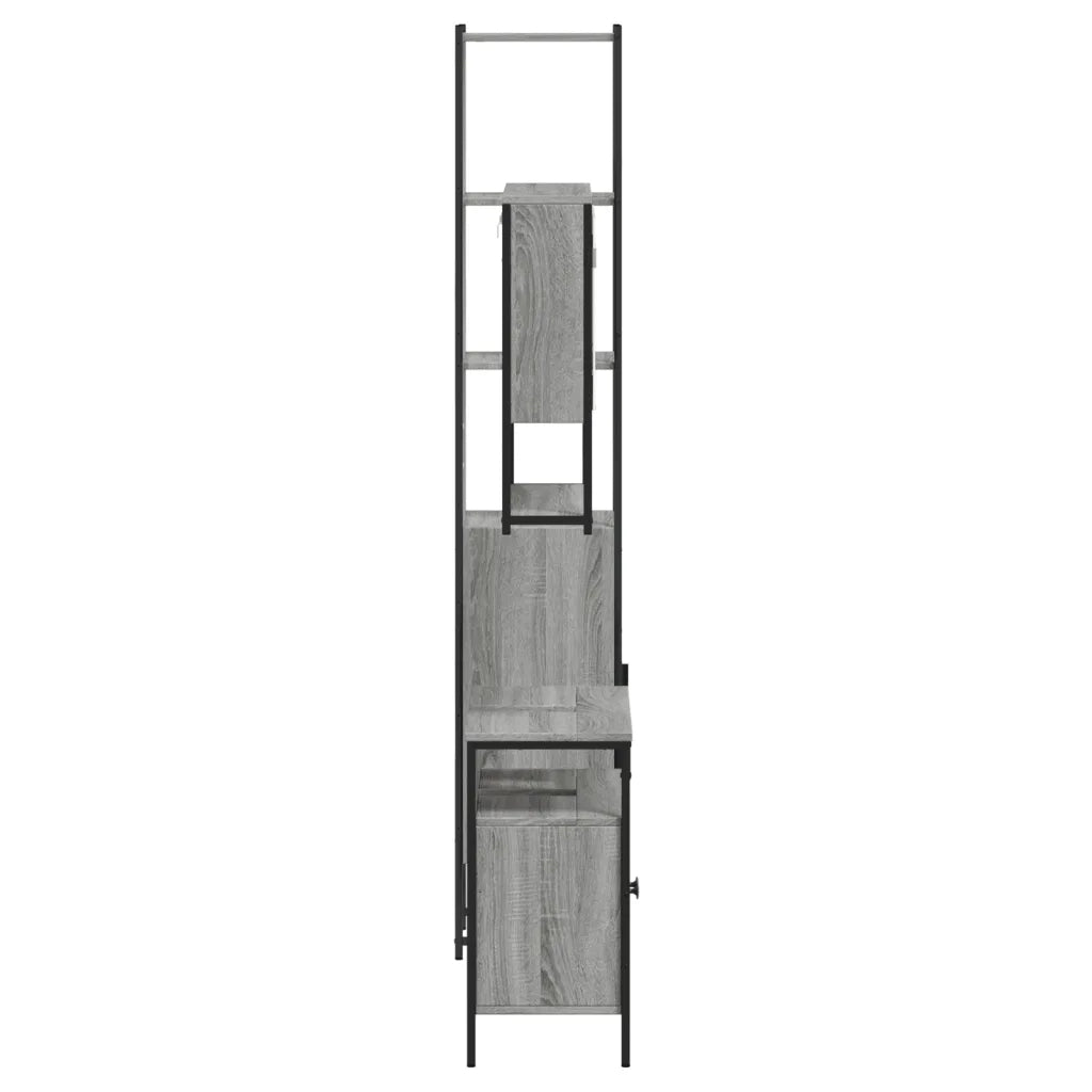 Set Mobili da Bagno | Armadio da bagno 3 pz Grigio Sonoma in Legno Multistrato