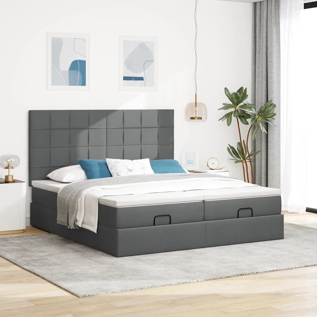 vidaXL Struttura Letto Pouf con Materassi 160x200 cm in Tessuto