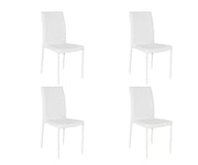 Set 4 sedie moderne in ecopelle bianca con struttura in metallo (709) - Mobili 2G