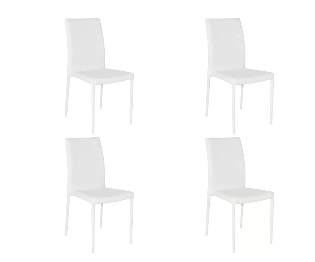 Set 4 sedie moderne in ecopelle bianca con struttura in metallo (709) - Mobili 2G