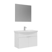 Set mobile lavabo con specchio (2 pezzi) "Purus 80" - 80 x 50 x 58 cm - Bianco