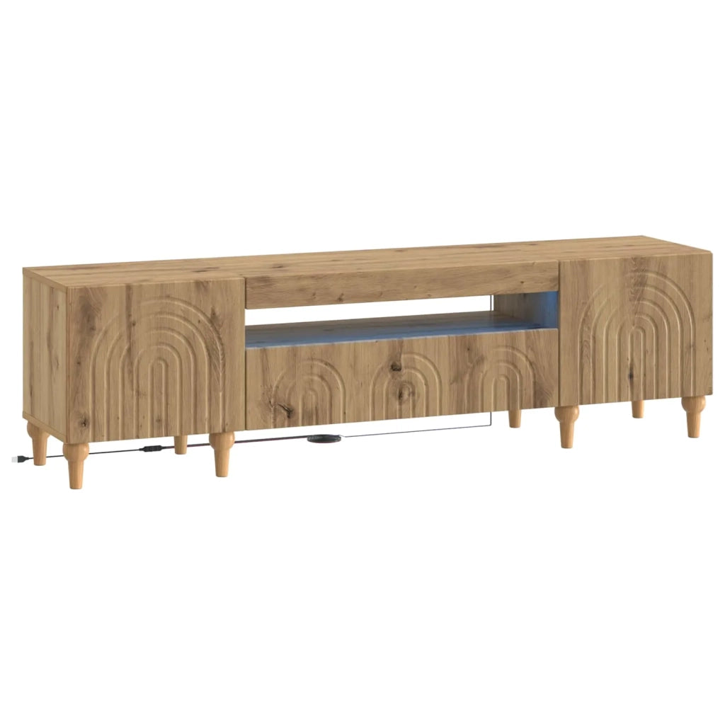 Mobile TV LED ALKMAAR Rovere Artigianale Legno ingegnerizzato 896254