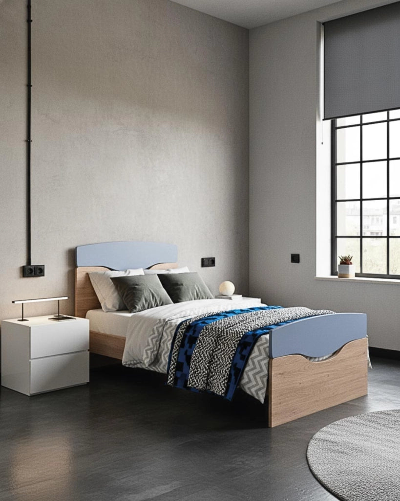Letto Smile con fascioni e pediera - Letto una piazza e mezzo 127 x 197 - Struttura Virginia e avio - Rete e materasso esclusi_