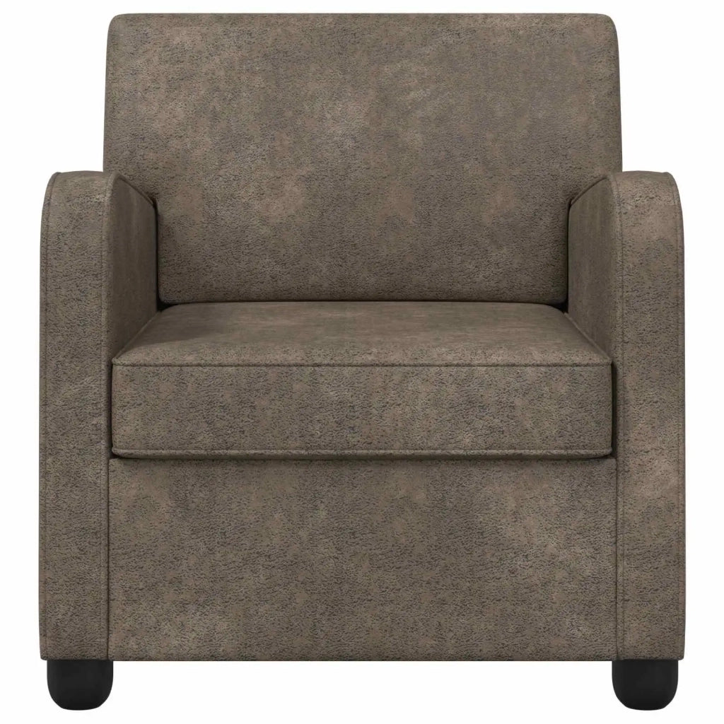Poltrona Grigio Scuro Pelle Scamosciata Sintetica 42043425
