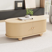 Tavolino Ovale da Salotto con Vano Contenitore e Ante Scorrevoli ¨C MINIMAL ¨C Legno