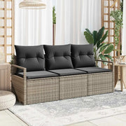 Set Divano da Giardino con cuscino 3 pcs Grigio polyrattan 3354908