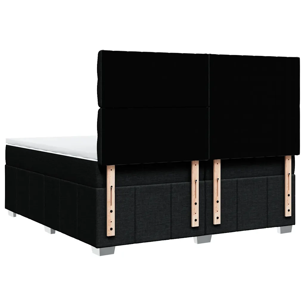 Giroletto a Molle con Materasso Nero 200x200 cm in Tessuto