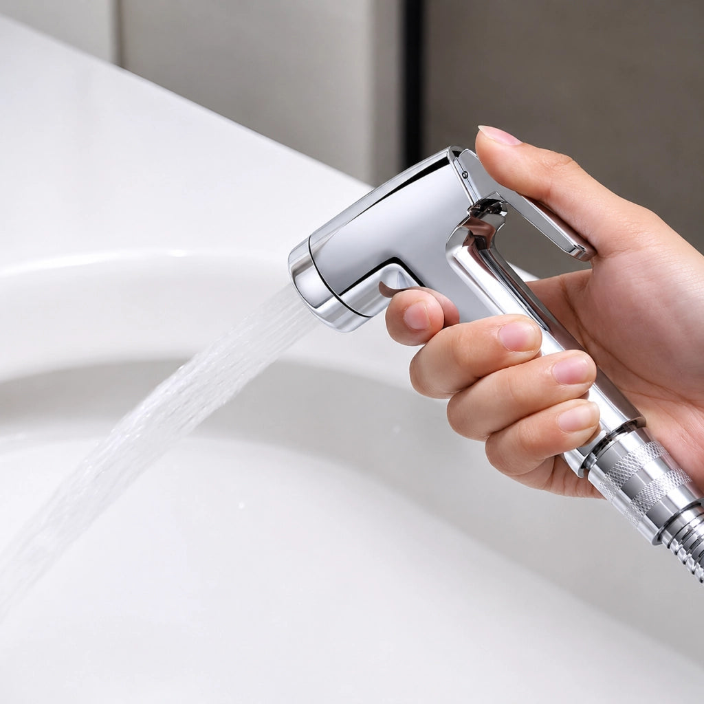 Idroscopino Per Bagno Con Tubo Flessibile 1,2 m e Supporto Per WC e Bidet 69308