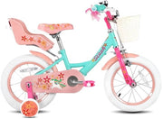 Bicicletta per bambine - 12 pollici - 2 a 4 anni - Inclusa borsa, cinturini e sellino per bambole e ruote rimovibili - Rosa