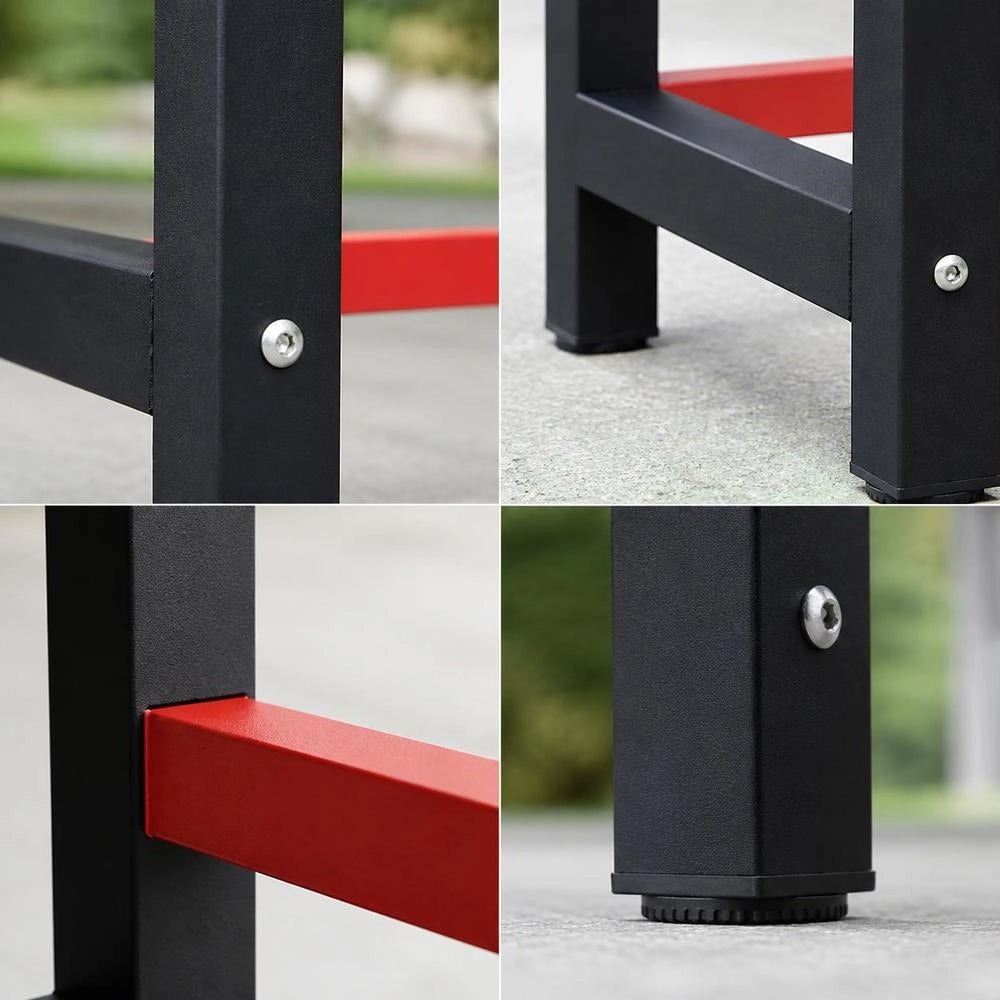 Metal Workbench Frame 150x57x79 Cm Black And Red
