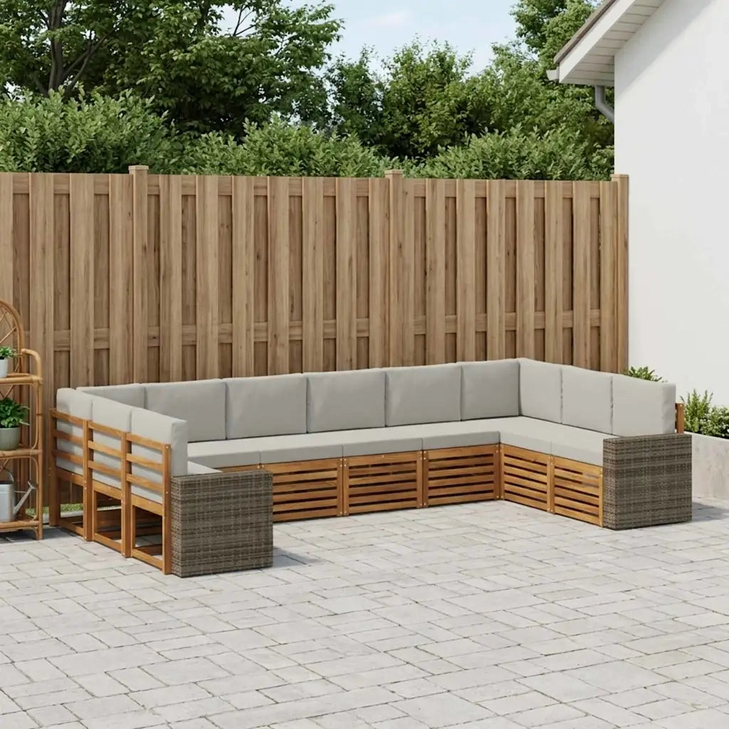Set di divani da esterno 10 pcs Naturale e Grigio Chiaro 3384907