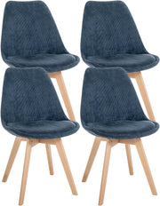 Set 4 Sedie Pranzo Linares blu scuro,Cordone