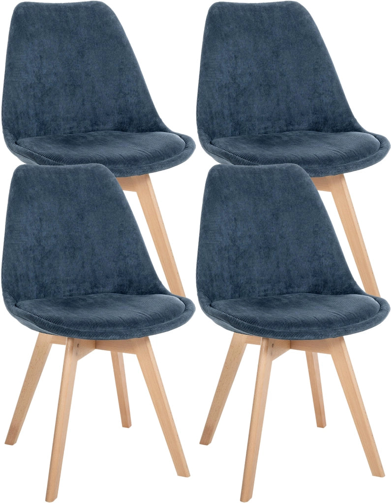 Set 4 Sedie Pranzo Linares blu scuro,Cordone