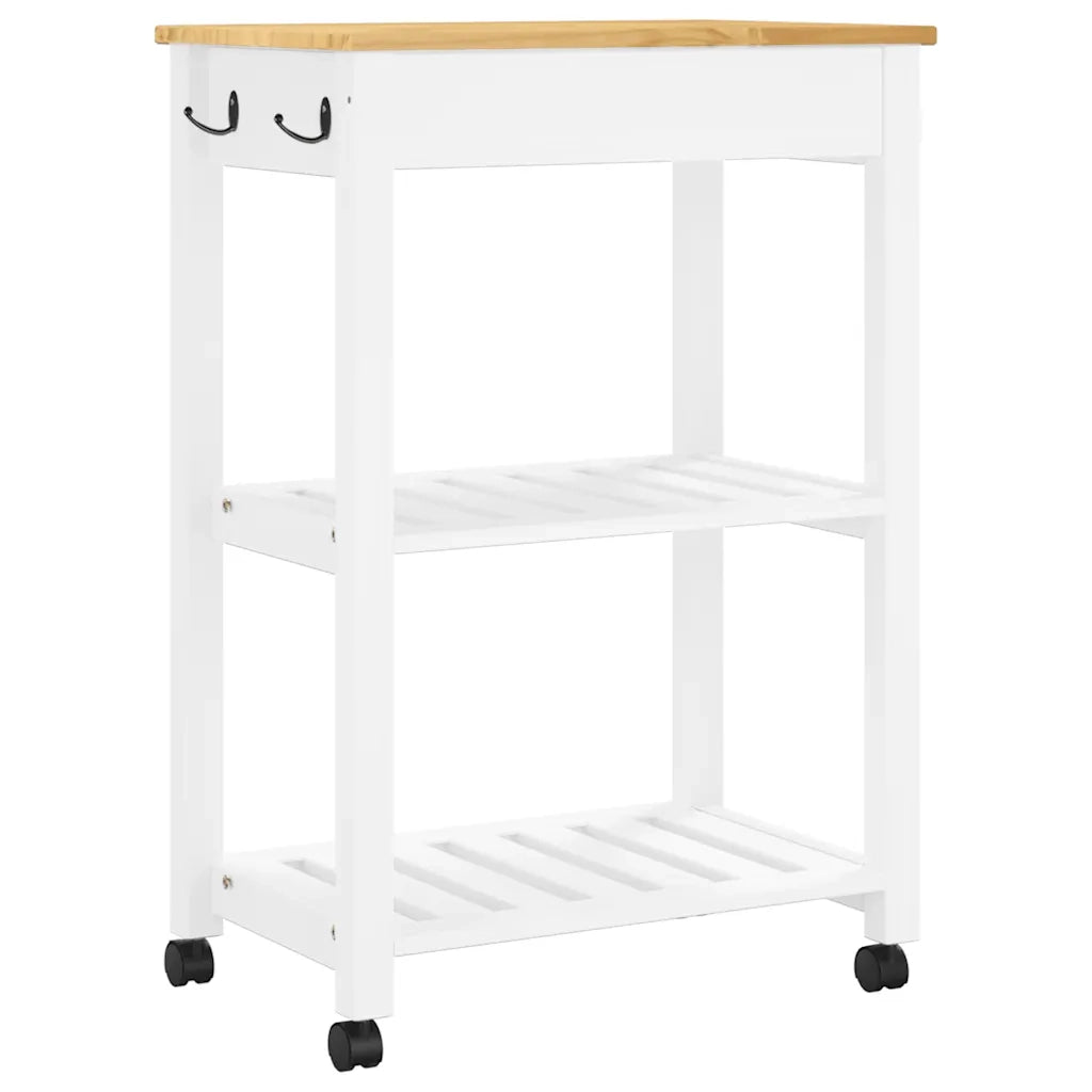 Carrello da Cucina-Scaffale per Cucina MONZA 60x40x88,5 cm in Legno Massello di Pino 492437