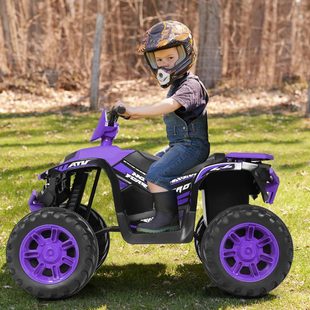 Quad elettrico ATV 12 V per bambini con musica e luci LED, Quad a batteria con sedile comodo 104x67x74cm Viola-Macchinine giocattoli