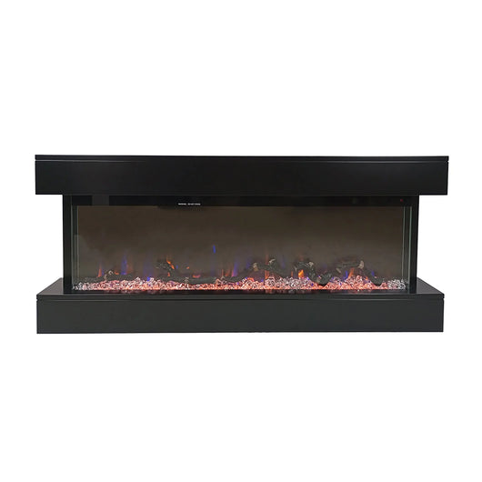 Camino Elettrico da Parete o Incasso Alaro Plus 127x18x52 cm Effetto Fiamma Telecomando in MDF Nero