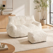 POLTRONA SACCO Oversize Bianca in Flanella, Design Ergonomico, 1 pezzo
