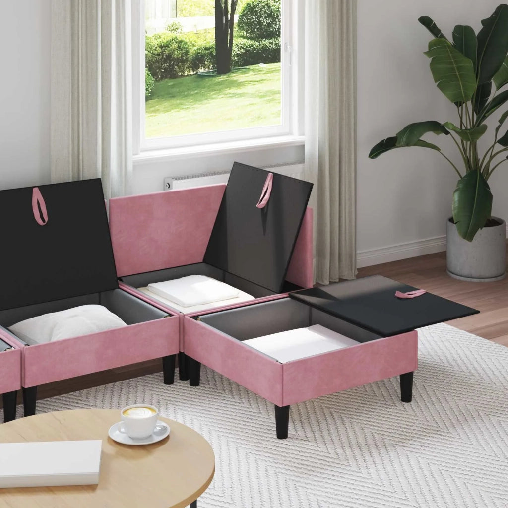 Set di mobili per il soggiorno con cuscino 4 pcs Rosa Velluto