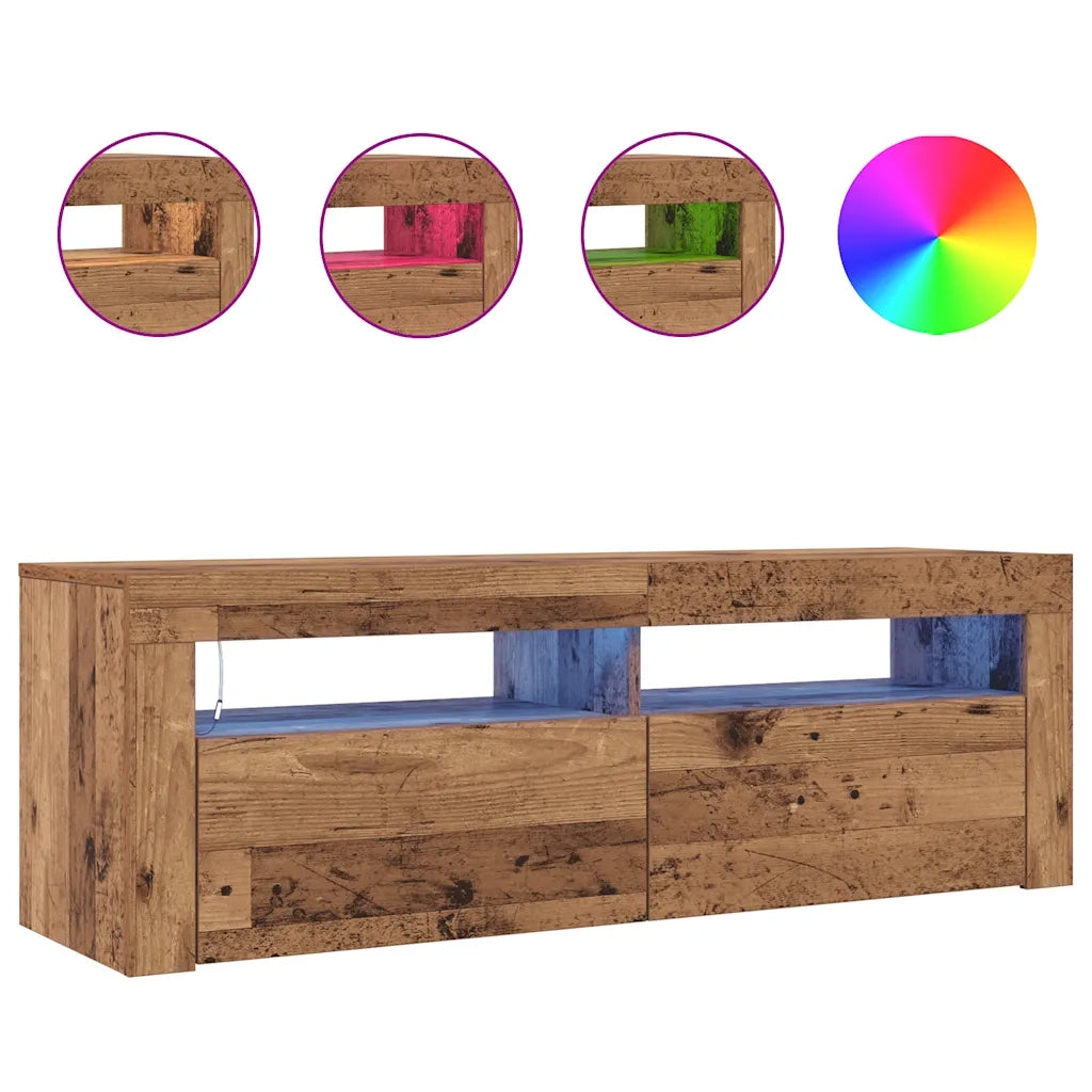 Mobile Porta TV con LED Legno Antico 120x35x40 cm Multistrato 856319