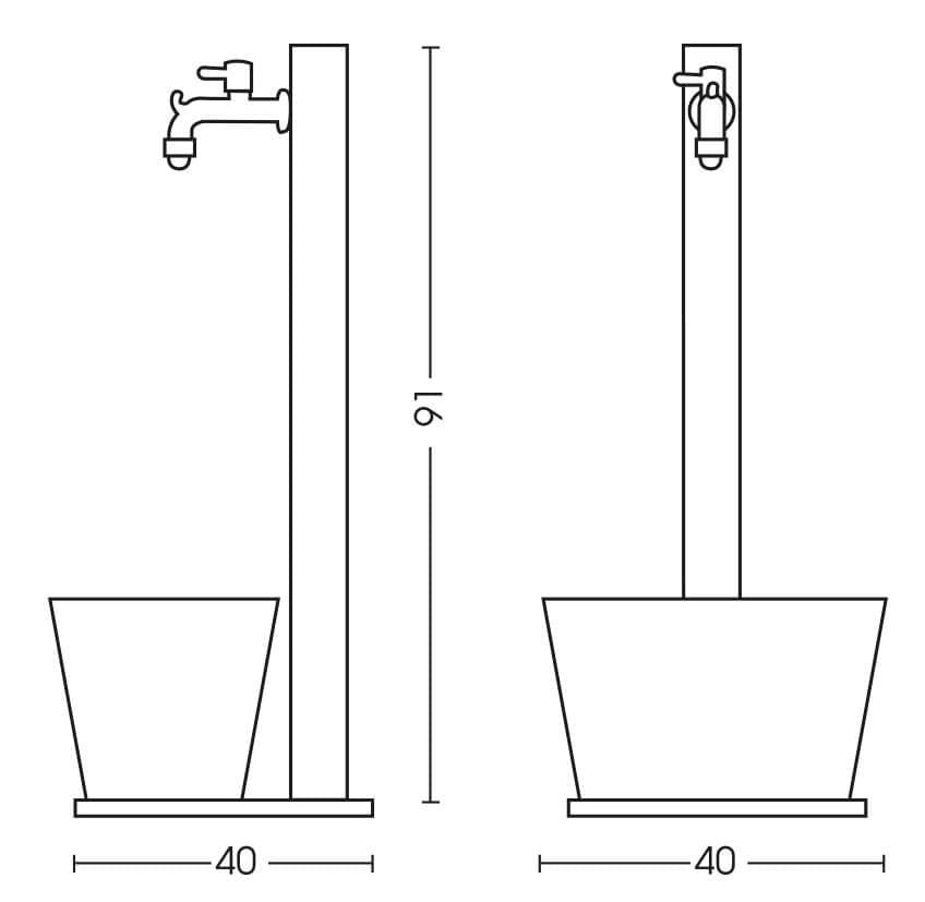 Fontana da Giardino con Rubinetto Vaschetta e Base Belfer 42/QVR Tortora