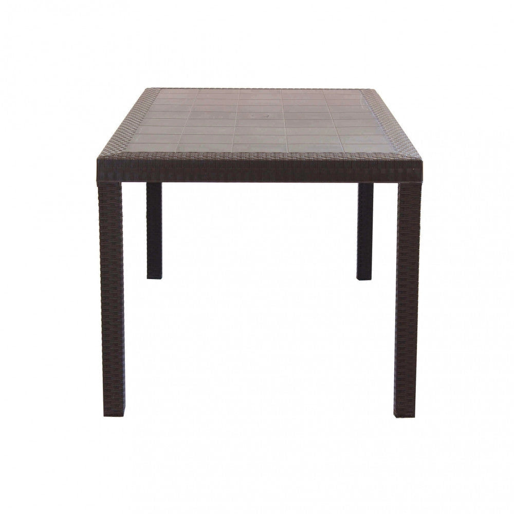 Tavolo Houston 150x90x74 h cm in Wicker Marrone
