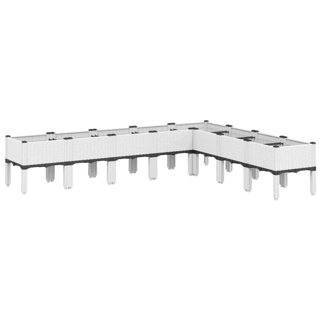 Fioriera da Giardino con Gambe Bianca 200x160x42 cm in PPcod mxl 115380