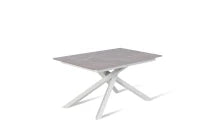 E-STYLO Tavolo allungabile con topmarmo antracite in melaminico e base in metallo bianco, 90cm X 140/ 190cm H. 76cm.