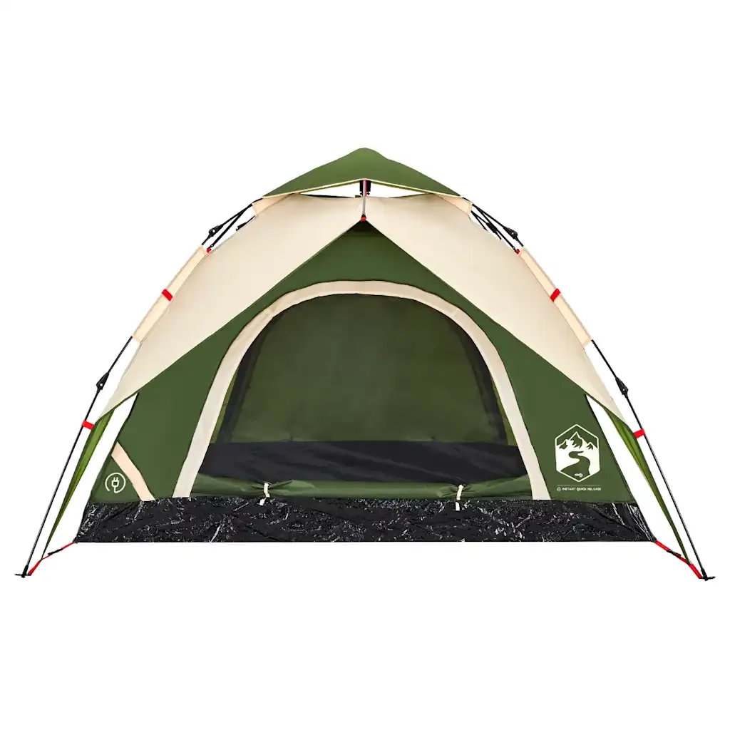 Tenda a Cupola da Campeggio 3 Persone Verde a Rilascio Rapido