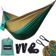 Hammock esterno ultra leggero con coperture di corda - capacità di carico 300 kg (270 x 140 cm) - Parachute a rete in nylon respirabile e impermeabile