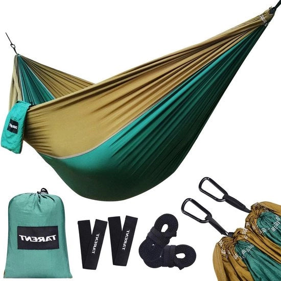 Hammock esterno ultra leggero con coperture di corda - capacità di carico 300 kg (270 x 140 cm) - Parachute a rete in nylon respirabile e impermeabile