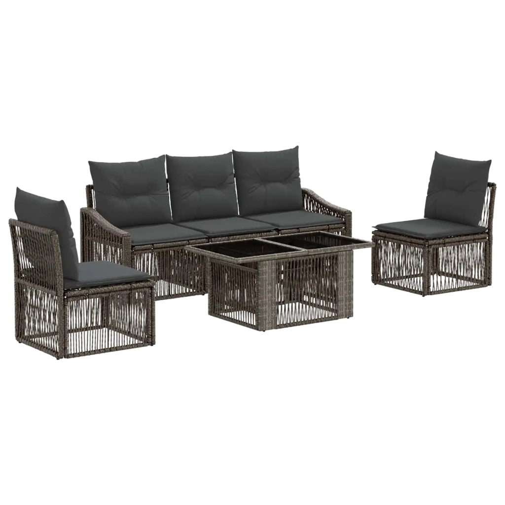 Set Divano da Giardino 6 pz Grigio e Grigio Scuro polyrattan 3437228