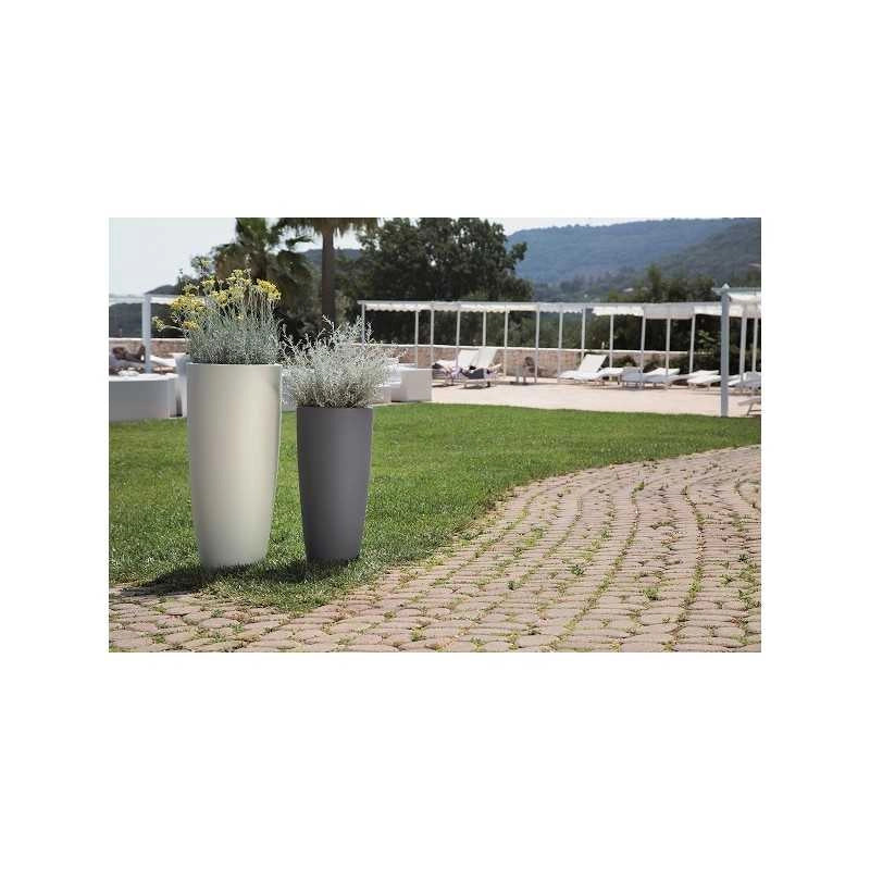 Vaso alto moderno di design Ø33 H70 in polimero bianco resistente per interno ed esterno - Made in Italy - Monacis