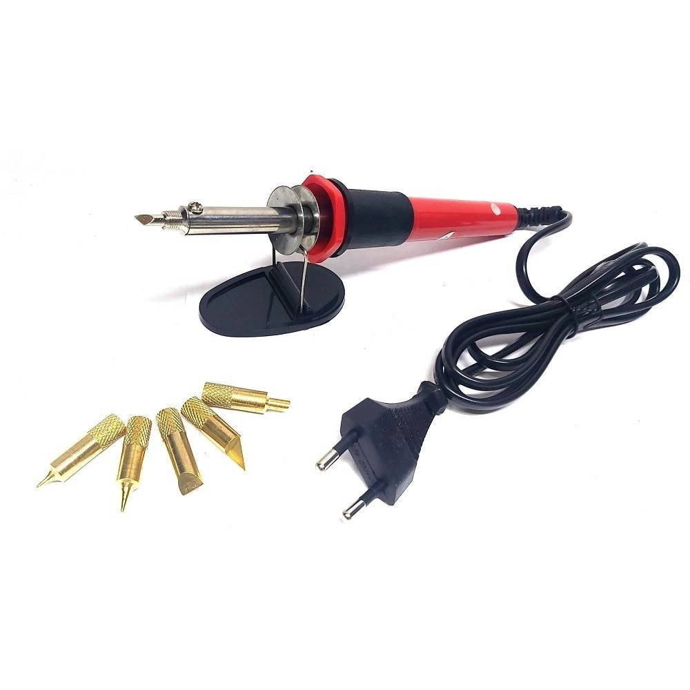 Trade Shop - Incisore Elettrico 30 W Incisione Scritte Legno Sughero Saldatore 5 Punte Stilo -