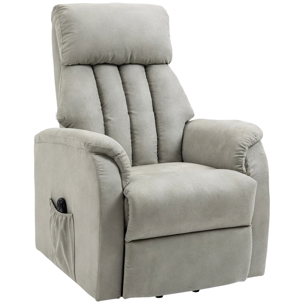 Poltrona Alzapersona Reclinabile 150¡ã max con Telecomando e Poggiapiedi, 75x93x110 cm, Grigio