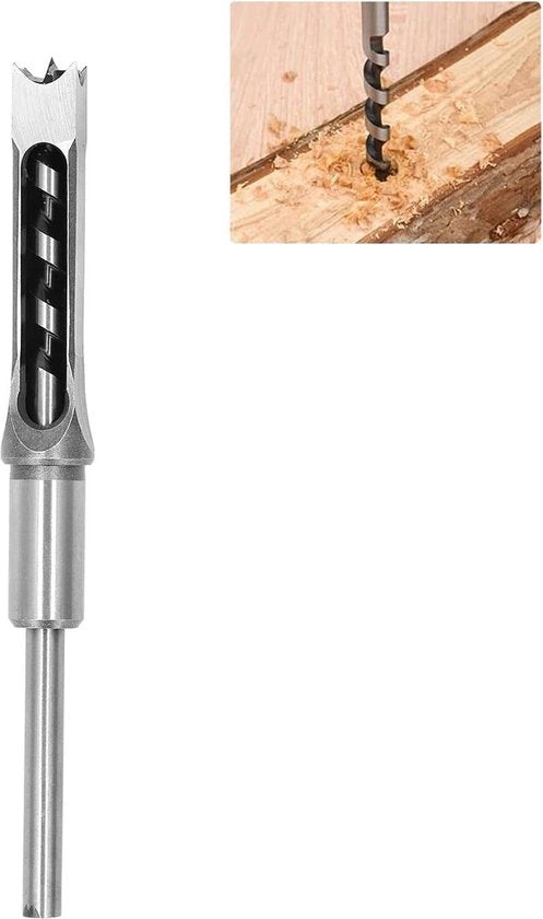 Insteekbeitel per foratura a quadrato con punta intercambiabile 16 mm in acciaio inox per lavorazione del legno.