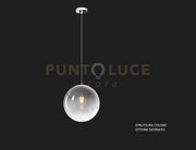 SOSPENSIONE OTTONE SAT. 1 LUCE VETRO MEDIO FUME' 1194OS-S25-FU