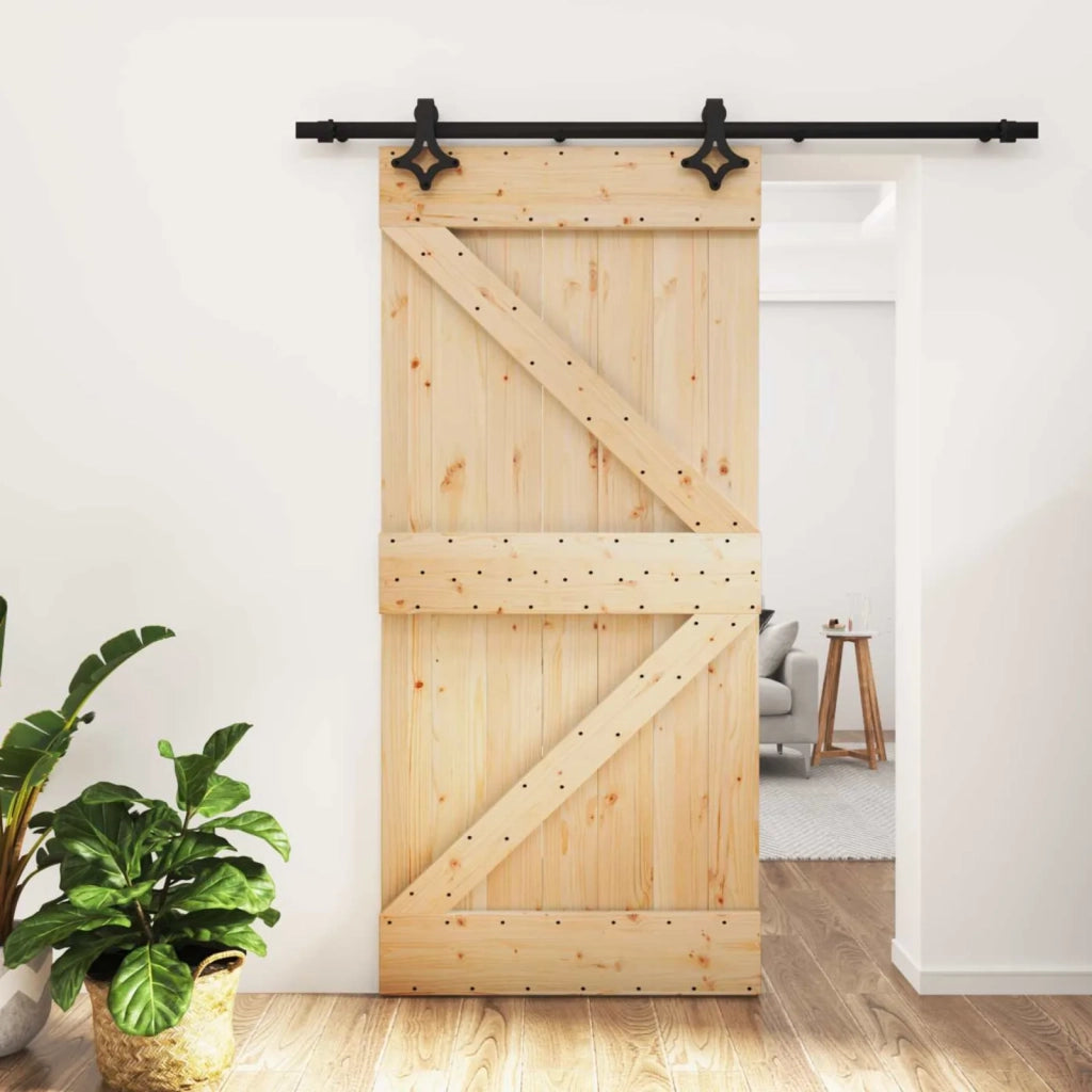 Porta scorrevole Naturale e Nero 95 x 210 cm