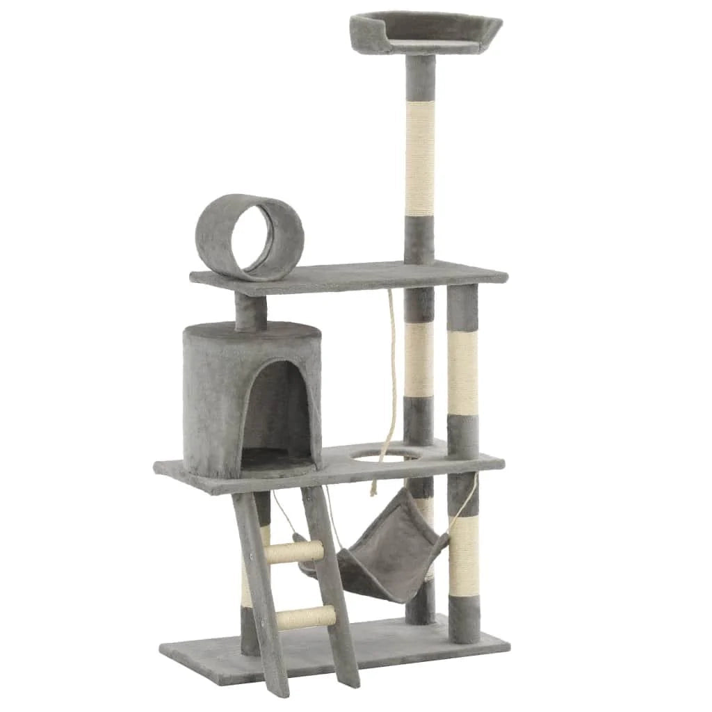 Tiragraffi albero per gatti cuccia per gatti giocattolo peluche sisal 140 cm grigio 3702125