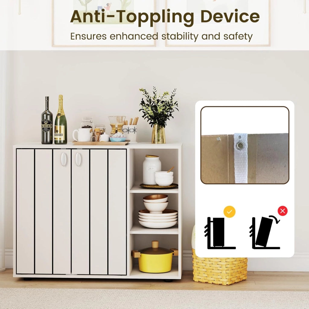 Scarpiera a 3 ripiani con 2 ante e 3 scomparti aperti con ripiani rimovibili, cassettiera per ingresso, corridoio e soggiorno, 80 x 31 x 64,5 cm (bianco)