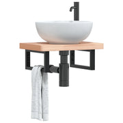 Reggimensole per Lavabo 2 pz-Supporti per mensole a muro Nere Rettangolari in Acciaio 329447