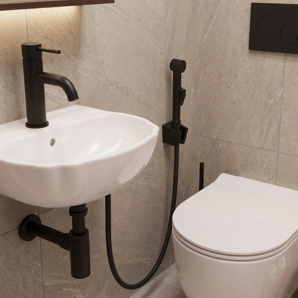 Miscelatore Lavabo Con Bidetta Rea Lungo Black