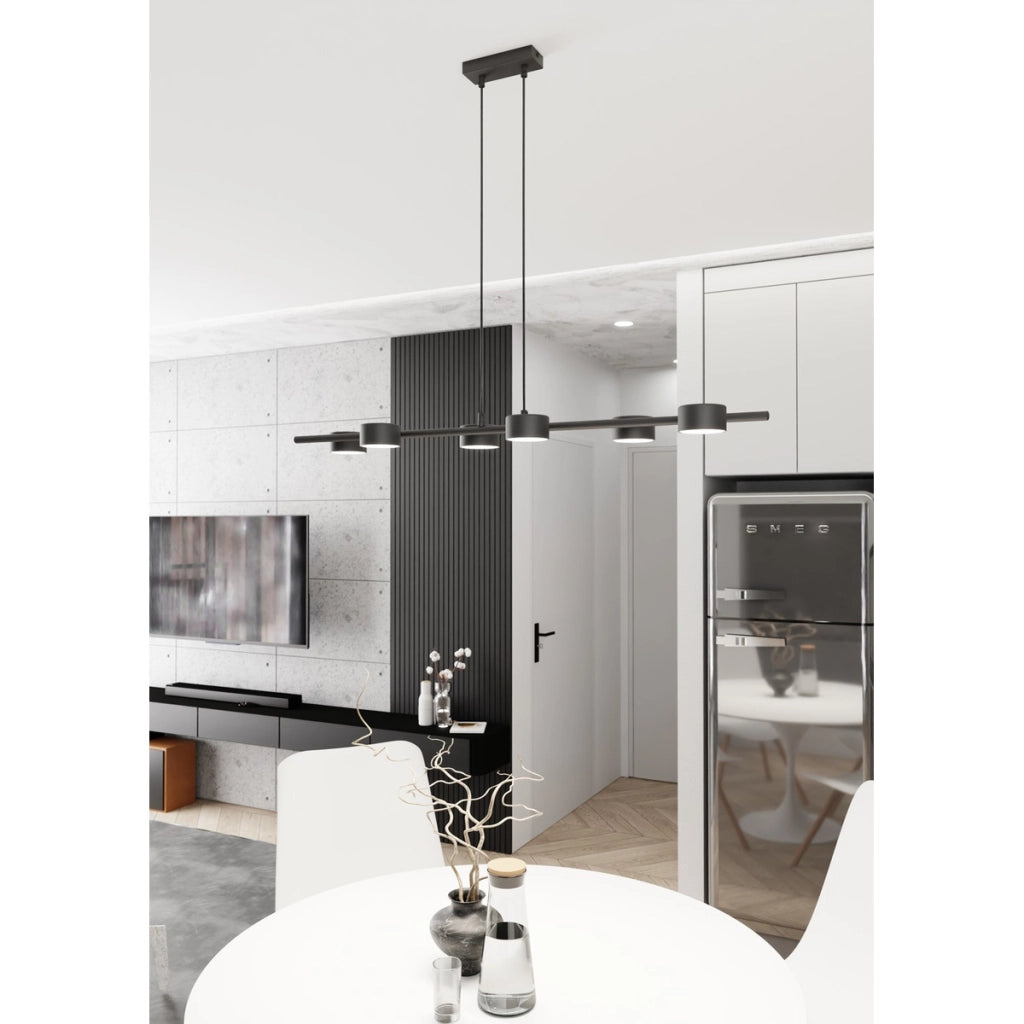 Lampada a sospensione Sora in acciaio nero opaco