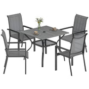 Set da Giardino 5 Pezzi in Acciaio con Tavolo e Sedie Impilabili ¨C Zephmum ¨C Grigio