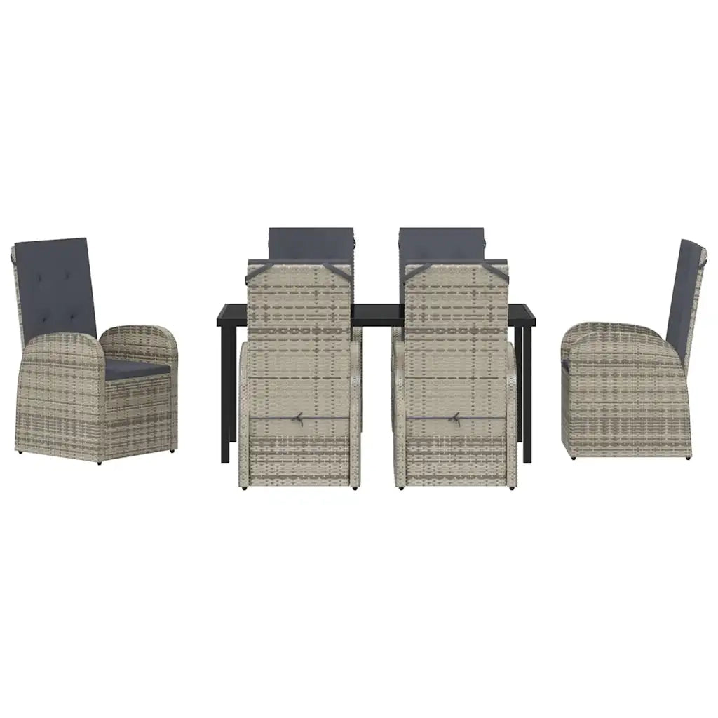 Set da Pranzo per Giardino con cuscino 7 pcs Grigio polyrattan 3379482